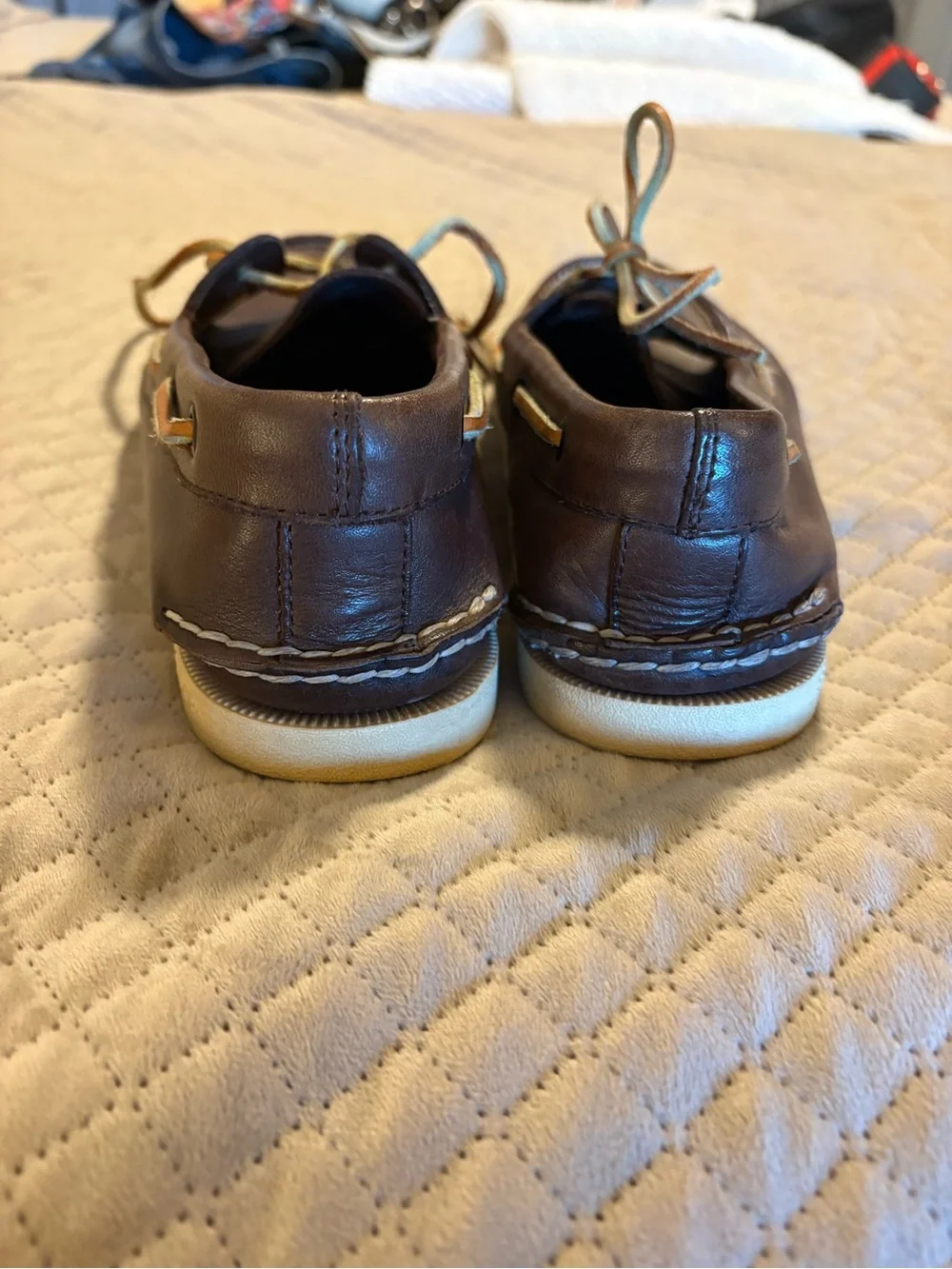 Sperry Brown Leather Classic Boat Shoes with Tan Laces